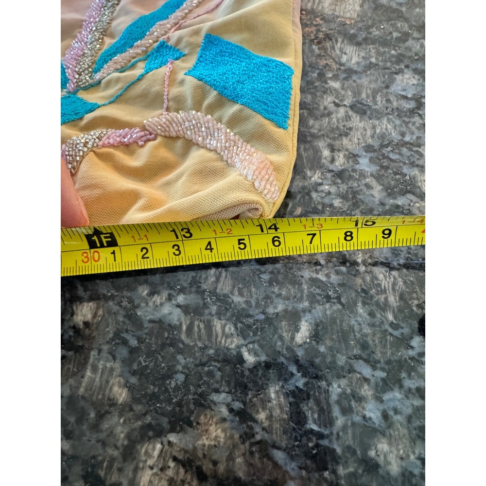 Oceanus Tamar Ombre Beaded Bikini Top Pink Yellow Mesh Sequin Luxury Swim L - Picture 5 of 8